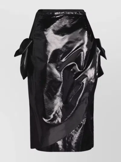 Maison Margiela Black Coated Midi Skirt