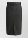 Maison Margiela Midi Skirt With Back Pocket And Front Slit In Black
