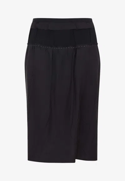 Maison Margiela Midi Skirt With Semi-sheer Panel In Black