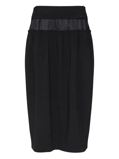 Maison Margiela Midi Skirt With Signature Four Stitches In Black