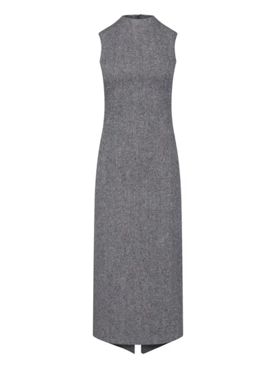 Maison Margiela Herringbone-pattern Sleeveless Midi Dress In Gray