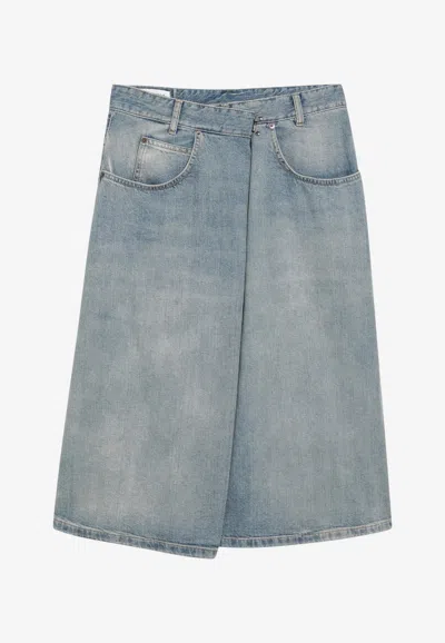 Maison Margiela Midi Wrap Panel Denim Skirt In Multi