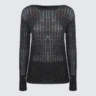 Maison Margiela Crewneck Sweater Sequins Embellishment In Blue