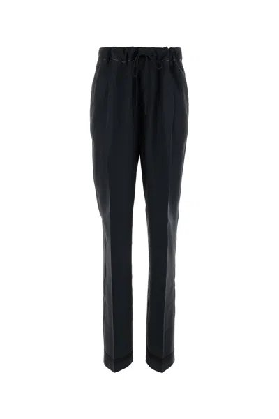 MAISON MARGIELA PANTALONE IN MISTO MOHAIR BLU NOTTE  DONNA