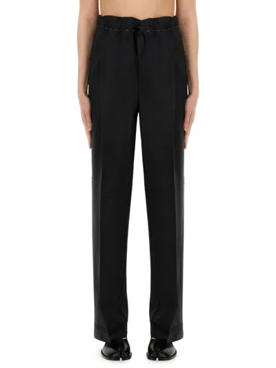 Maison Margiela Midnight Blue Mohair Blend Pant In Black