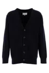 Maison Margiela V-neck Cashmere Cardigan With Button-down Front In Blue