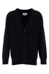 Maison Margiela V-neck Cashmere Cardigan With Button-down Front In Blue