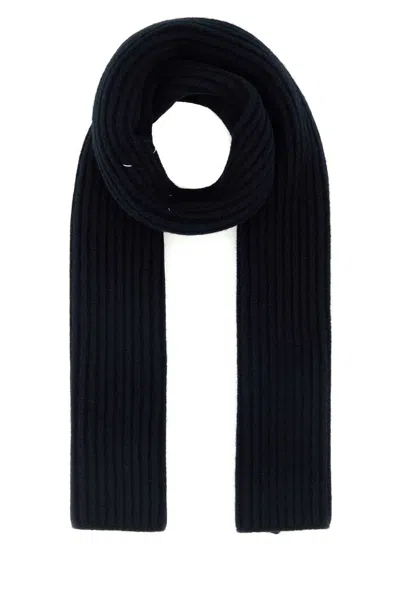 Maison Margiela Wool Scarf Long Ribbed Texture Design In Black