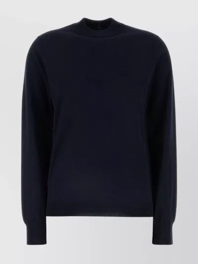 Maison Margiela Midnight Wool Crew Neck Sweater With Long Sleeves In Blue