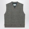 Maison Margiela Military Green Checked Wool Gilet In Gray