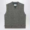 Maison Margiela Military Green Checked Wool Gilet In Green