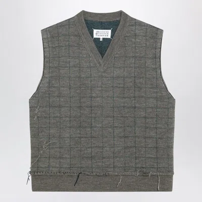 MAISON MARGIELA MAISON MARGIELA  MILITARY GREEN CHECKED WOOL GILET