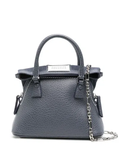 Maison Margiela Mini 5ac Leather Tote Bag In Blue