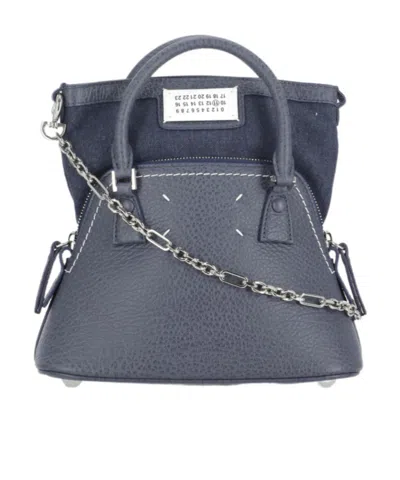 Maison Margiela Mini 5ac Leather Tote Bag In Gray