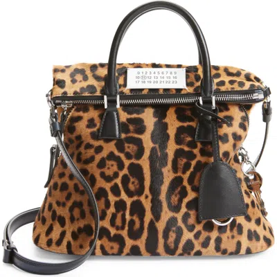 Maison Margiela Mini 5ac Leopard Print Genuine Calf Hair Tote In Multi