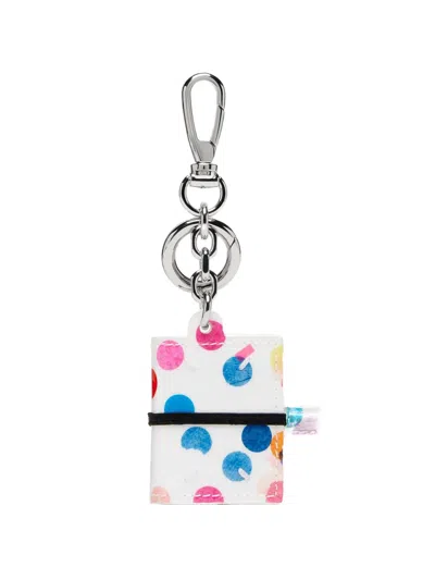 Maison Margiela Mini Book Confetti-print Keyring In White