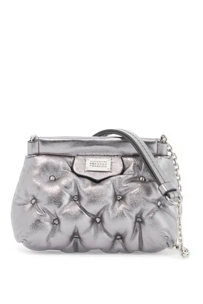 Maison Margiela Mini Classic Baby Glam Slam Bag In Metallic Grey (silver)