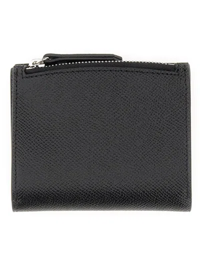 Maison Margiela Mini Leather Wallet With Logo In Black