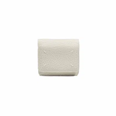 Maison Margiela Mini Wallet With Removable Silver Chain Strap In White