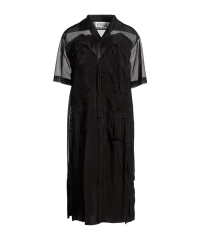 Maison Margiela Minimal Tulle Shirt Dress In Black