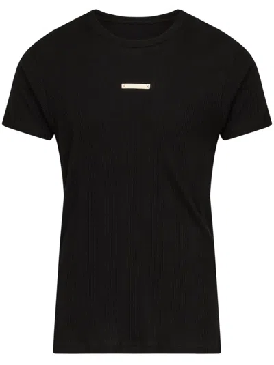 Maison Margiela Minimalist Black T-shirt With Signature Four-stitch Logo