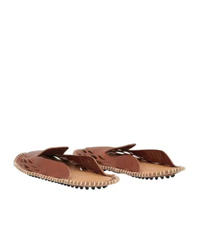 Maison Margiela Minimalist Leather Mules In Brown