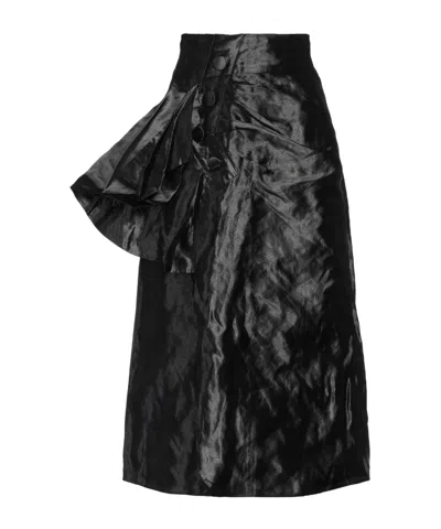 Maison Margiela Minimalist Metallic A-line Skirt In Black