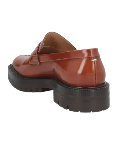 Maison Margiela Minimalist Platform Leather Shoes In Brown