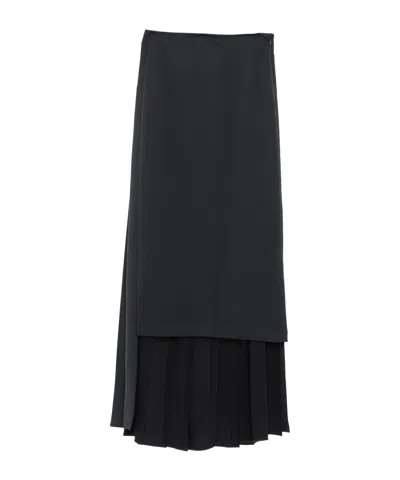 Maison Margiela Minimalist Satin Midi Skirt In Black