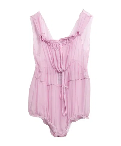 Maison Margiela Minimalist Sleeveless Chiffon Dress In Pink