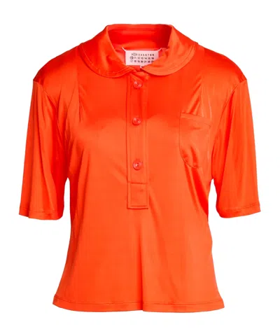 Maison Margiela Minimalist Solid-color Short-sleeve T-shirt In Orange
