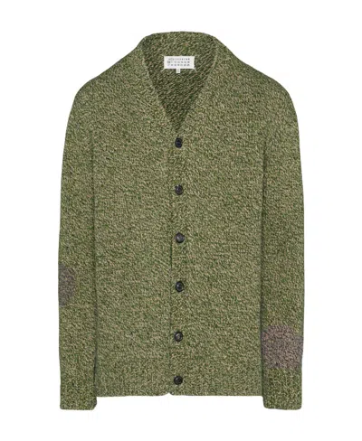 Maison Margiela Mélange-effect Wool Cardigan In Green