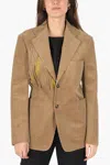Maison Margiela Mm0 Corduroy Notch Lapel 2-button Blazer In Brown