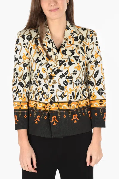 Maison Margiela Mm0 Double Breasted Blazer With Geometric Pattern In Multi