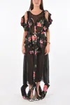 Maison Margiela Mm0 Floral-printend Illusion Neckline Dress With Cut Out Det In Multi