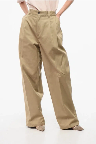 Maison Margiela Mm0 Gabardine Cotton Pants With Check Detail