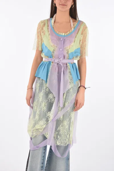 Maison Margiela Mm0 Lace Dress With Belt In Multi