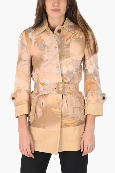Maison Margiela Mm0 Leather Details Blazer With Belt In Pink