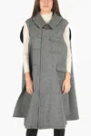 Maison Margiela Mm0 Plain Herringbone Cape With Cut Out Details In Grey