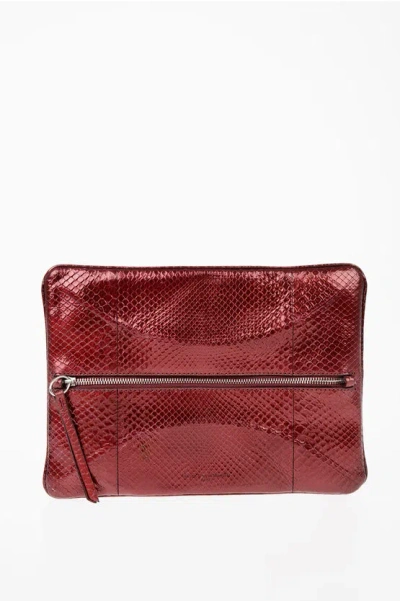 Maison Margiela Mm0 Python Leather Pochette In Red