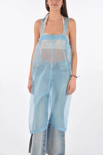 Maison Margiela Mm0 Sheer Sleeveless Shift Dress In Blue