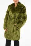 Maison Margiela Mm1 Alpaca Real Fur Coat In Green