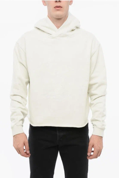 Maison Margiela Mm1 Brushed Cotton Hoodie With Embroidered Logo In White