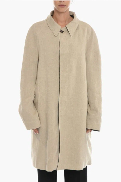 Maison Margiela Mm1 Cotton Blend Reversible Coat With Hidden Buttoning In Neutral