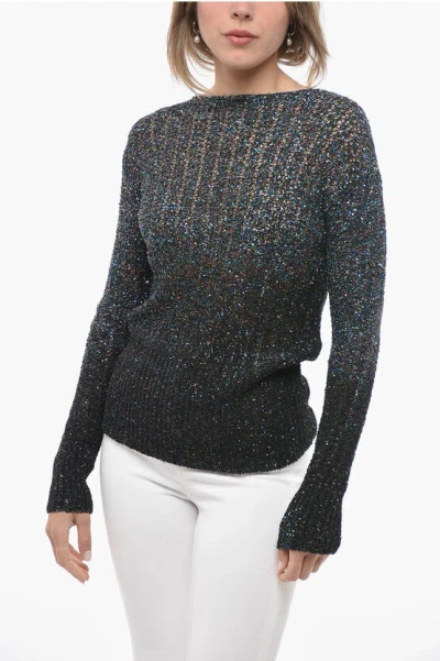 Maison Margiela Mm1 Crew Neck Lurex Sequined Jumper In Black