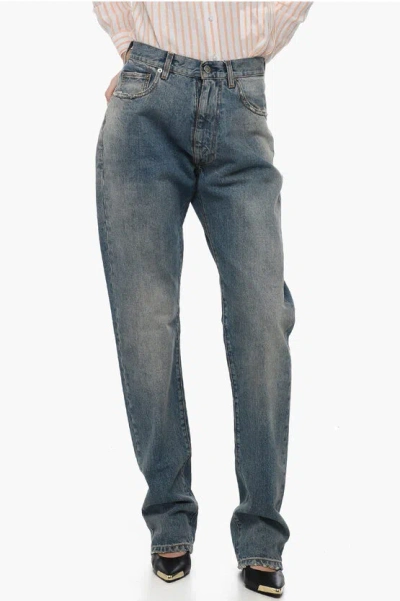 Maison Margiela Mm1 High-waisted Distressed Denims In Blue