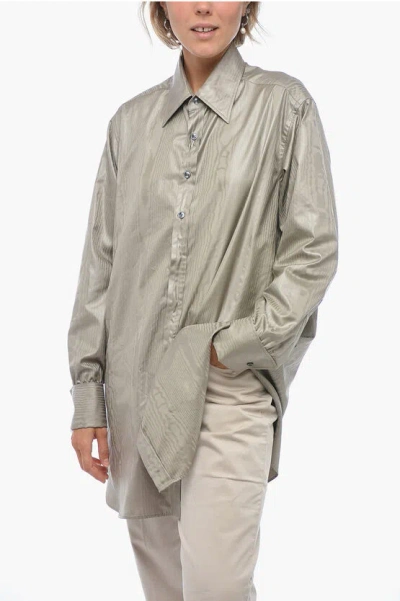 Maison Margiela Mm1 Jacquard Satin Shirt With Spread Collar In Grey