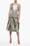 Maison Margiela Mm1 Laminated Effect Flared Dress In Silver