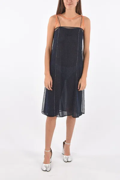 Maison Margiela Mm1 Mesh Sleeveless Dress In Blue