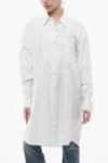 Maison Margiela Mm1 Oversized Shirt Dress With Visible Stitching In White